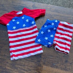 Hanna Andersson Red White and Blue short jammies